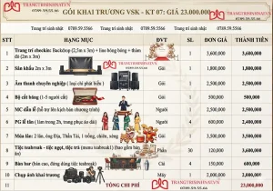 Cho thuê dịch vụ khai trương